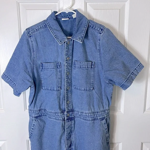 Levi’s Premium Denim Short sleeve Jumpsuit, size XL, Button & Drawstring Waist - Picture 4 of 7